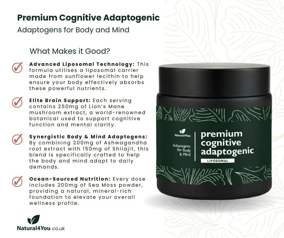 Premium Cognitive Adaptogenic 200g - Lion's Mane Ashwagandha Shilajit Liposomal